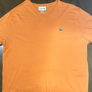 Lacoste Men's Bright Orange V-Neck T-Shirt